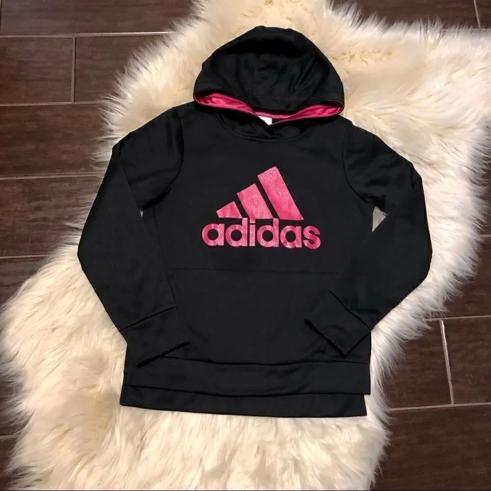 Adidasย hoodieโblack/pinkโ
largeโgirls